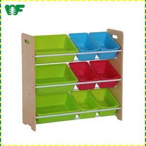 2017 MDF Toy Storage Shelf with 9 Colourful Bins for Kids (F0400)