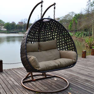 Outdoor Rattan Wicker Cane Hanging Swing Chair Outdoor Furniture with Stand